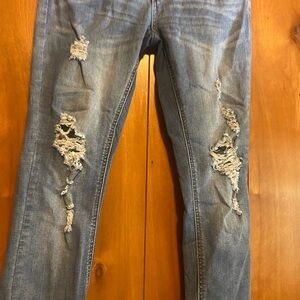 SO Blue Skinny Jeans with Distressed Detailing